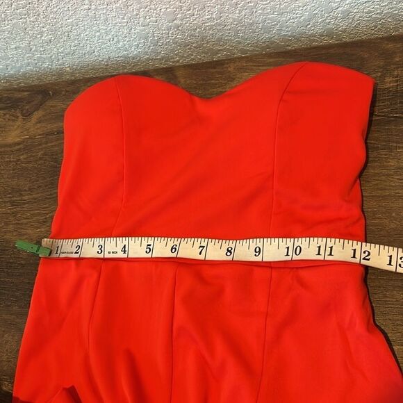 Miss ord Strapless Asymmetric Slit Front Sweetheart Wedding  Red Dress - Picture 12 of 16